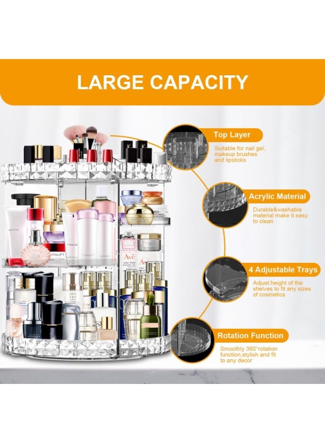 منظم مكياج دوار 360 درجة، 7 طبقات قابلة للتعديل، منظم مستحضرات تجميل ذو سعة كبيرة، منظم مكياج شفاف للتخزين - Image 4